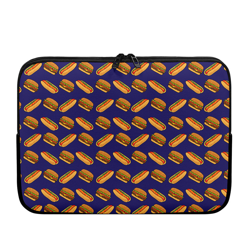 Hot Dog And Hamburger Pattern Print Laptop Sleeve