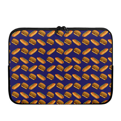 Hot Dog And Hamburger Pattern Print Laptop Sleeve