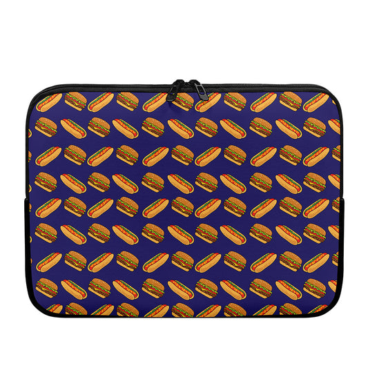 Hot Dog And Hamburger Pattern Print Laptop Sleeve