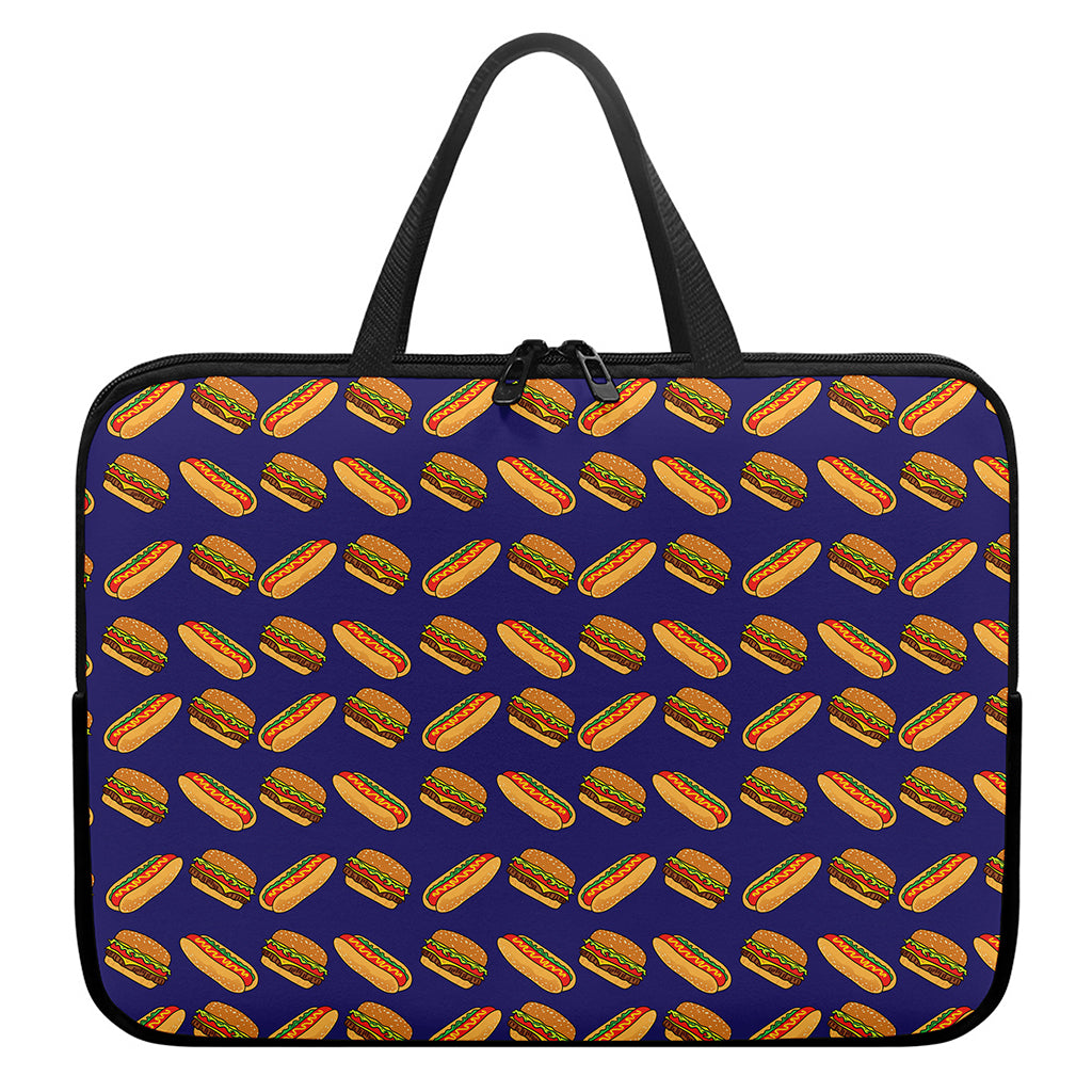 Hot Dog And Hamburger Pattern Print Laptop Sleeve With Handle