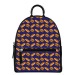 Hot Dog And Hamburger Pattern Print Leather Backpack