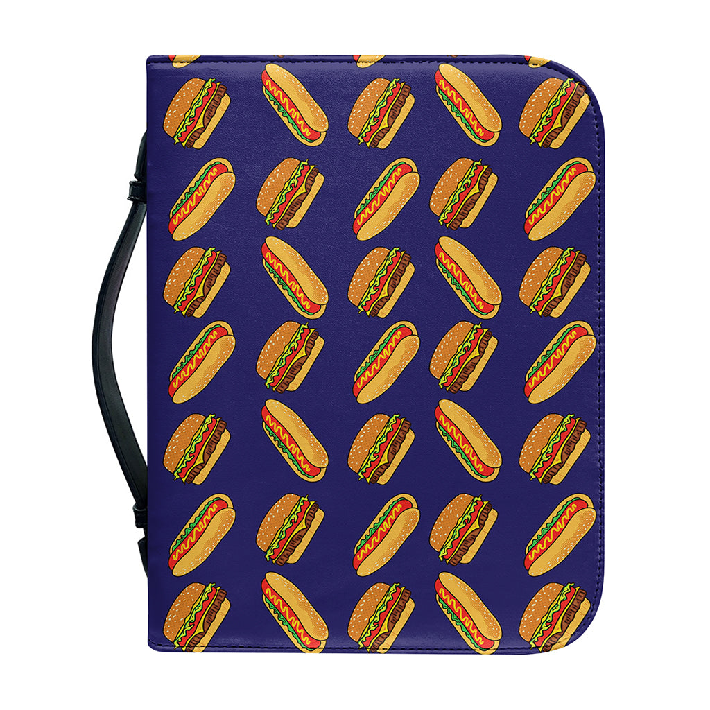 Hot Dog And Hamburger Pattern Print Leather Bible Cover