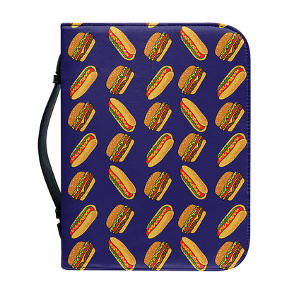Hot Dog And Hamburger Pattern Print Leather Bible Cover
