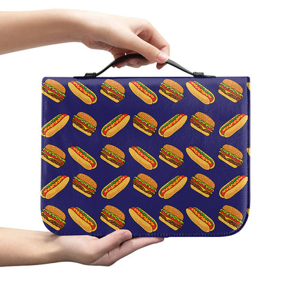 Hot Dog And Hamburger Pattern Print Leather Bible Cover