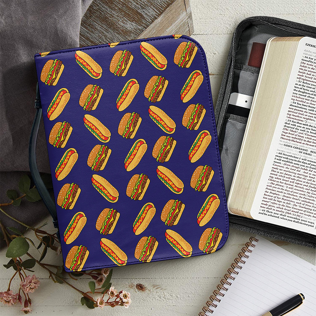 Hot Dog And Hamburger Pattern Print Leather Bible Cover