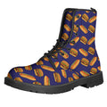 Hot Dog And Hamburger Pattern Print Lace-Up Boots