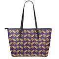 Hot Dog And Hamburger Pattern Print Leather Tote Bag With Zipper