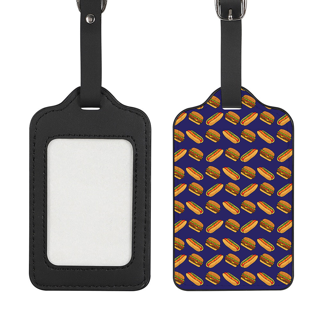 Hot Dog And Hamburger Pattern Print Luggage Tag