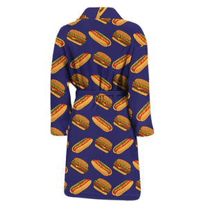 Hot Dog And Hamburger Pattern Print Men's Bathrobe