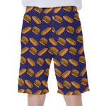 Hot Dog And Hamburger Pattern Print Men's Beach Shorts