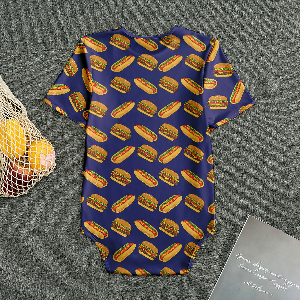Hot Dog And Hamburger Pattern Print Men's Bodysuit
