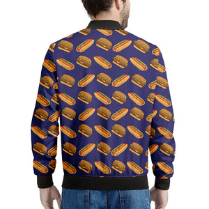 Hot Dog And Hamburger Pattern Print Men's Bomber Jacket