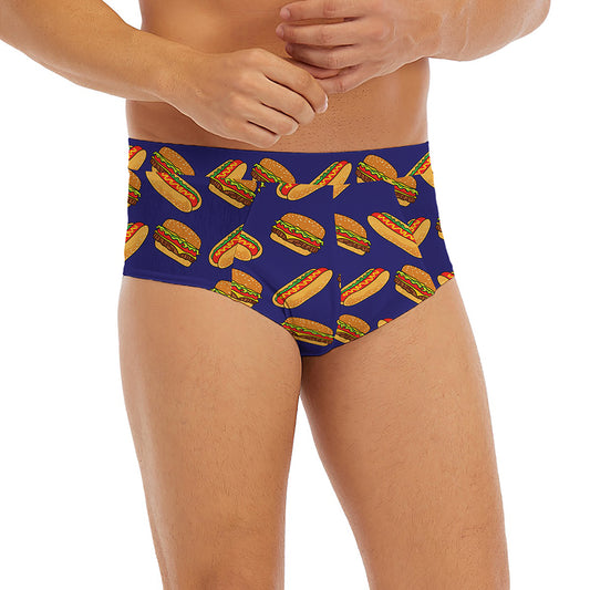 Hot Dog And Hamburger Pattern Print Men's Briefs