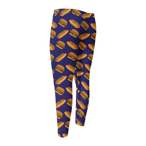 Hot Dog And Hamburger Pattern Print Men's Compression Pants