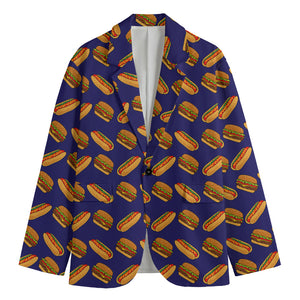 Hot Dog And Hamburger Pattern Print Men's Cotton Blazer