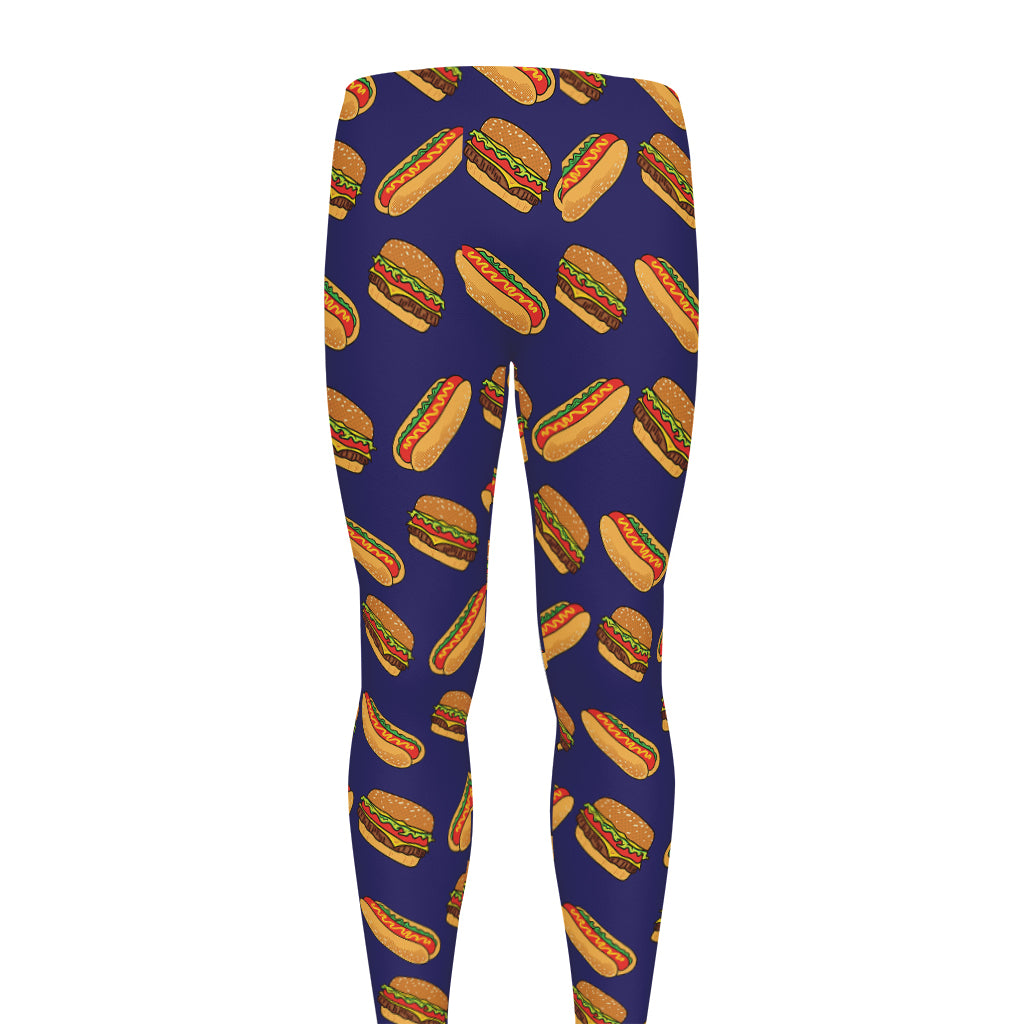 Hot Dog And Hamburger Pattern Print Men's leggings