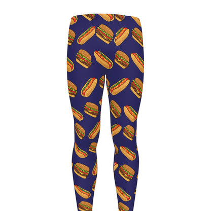 Hot Dog And Hamburger Pattern Print Men's leggings