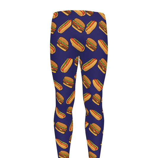 Hot Dog And Hamburger Pattern Print Men's leggings
