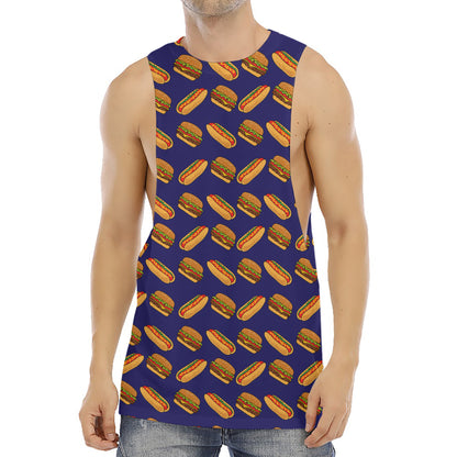 Hot Dog And Hamburger Pattern Print Men's Muscle Tank Top