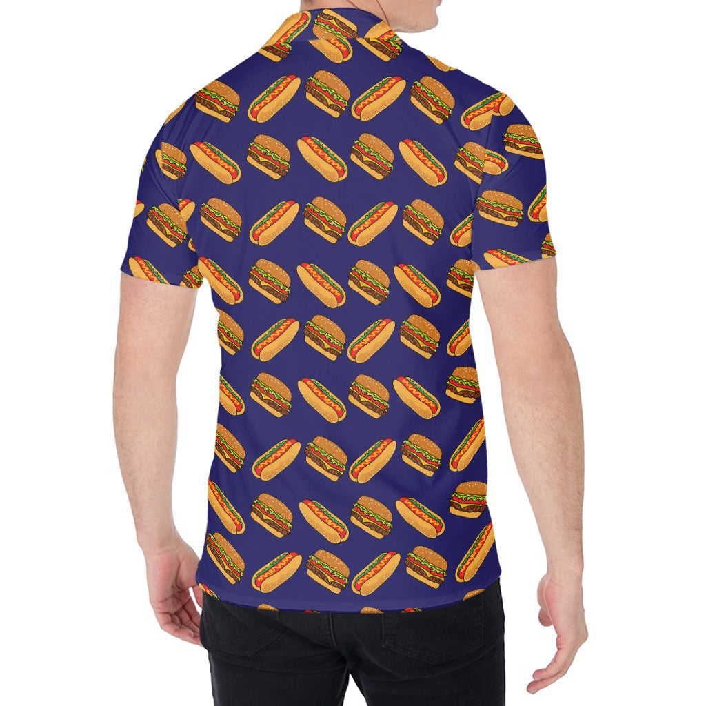 Hot Dog And Hamburger Pattern Print Men's Shirt