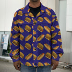 Hot Dog And Hamburger Pattern Print Men's Shirt Jacket