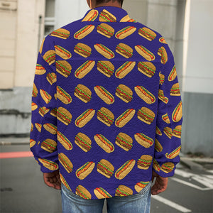 Hot Dog And Hamburger Pattern Print Men's Shirt Jacket