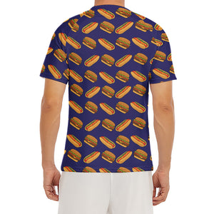 Hot Dog And Hamburger Pattern Print Men's Short Sleeve Rash Guard