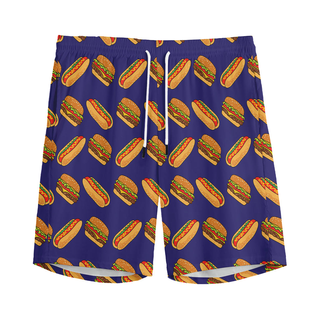 Hot Dog And Hamburger Pattern Print Men's Sports Shorts