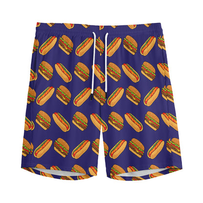 Hot Dog And Hamburger Pattern Print Men's Sports Shorts