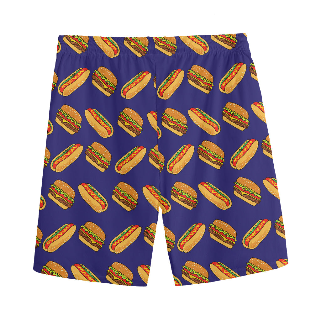 Hot Dog And Hamburger Pattern Print Men's Sports Shorts