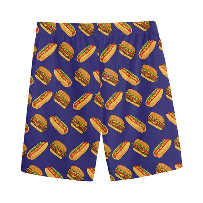 Hot Dog And Hamburger Pattern Print Men's Sports Shorts