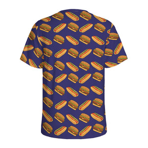 Hot Dog And Hamburger Pattern Print Men's Sports T-Shirt