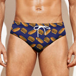 Hot Dog And Hamburger Pattern Print Men's Swim Briefs