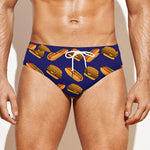 Hot Dog And Hamburger Pattern Print Men's Swim Briefs