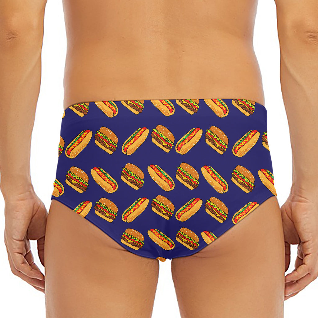 Hot Dog And Hamburger Pattern Print Men's Triangle Swim Briefs