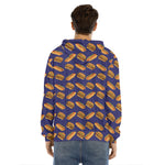 Hot Dog And Hamburger Pattern Print Men's Velvet Pullover Hoodie