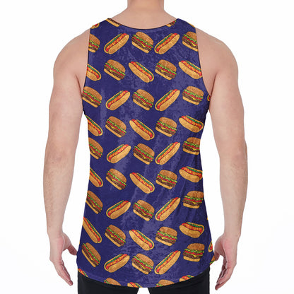 Hot Dog And Hamburger Pattern Print Men's Velvet Tank Top
