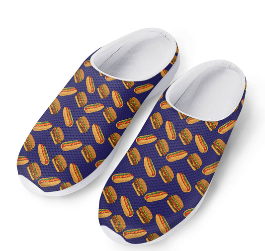 Hot Dog And Hamburger Pattern Print Mesh Casual Shoes