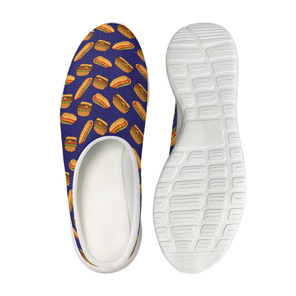 Hot Dog And Hamburger Pattern Print Mesh Casual Shoes