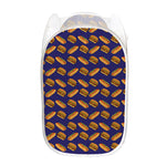 Hot Dog And Hamburger Pattern Print Mesh Laundry Hamper
