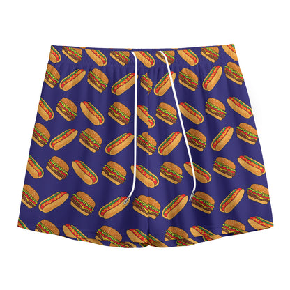 Hot Dog And Hamburger Pattern Print Mesh Shorts