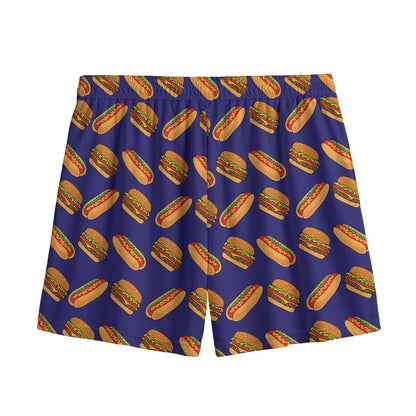 Hot Dog And Hamburger Pattern Print Mesh Shorts
