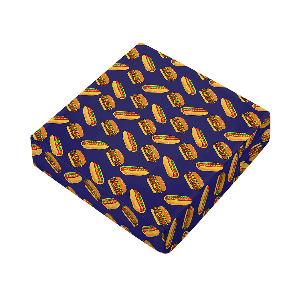 Hot Dog And Hamburger Pattern Print Outdoor Seat Cushion Cover