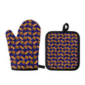 Hot Dog And Hamburger Pattern Print Oven Mitt And Pot Holder Set