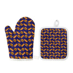 Hot Dog And Hamburger Pattern Print Oven Mitt And Pot Holder Set