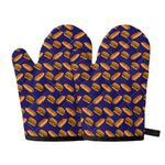 Hot Dog And Hamburger Pattern Print Oven Mitts