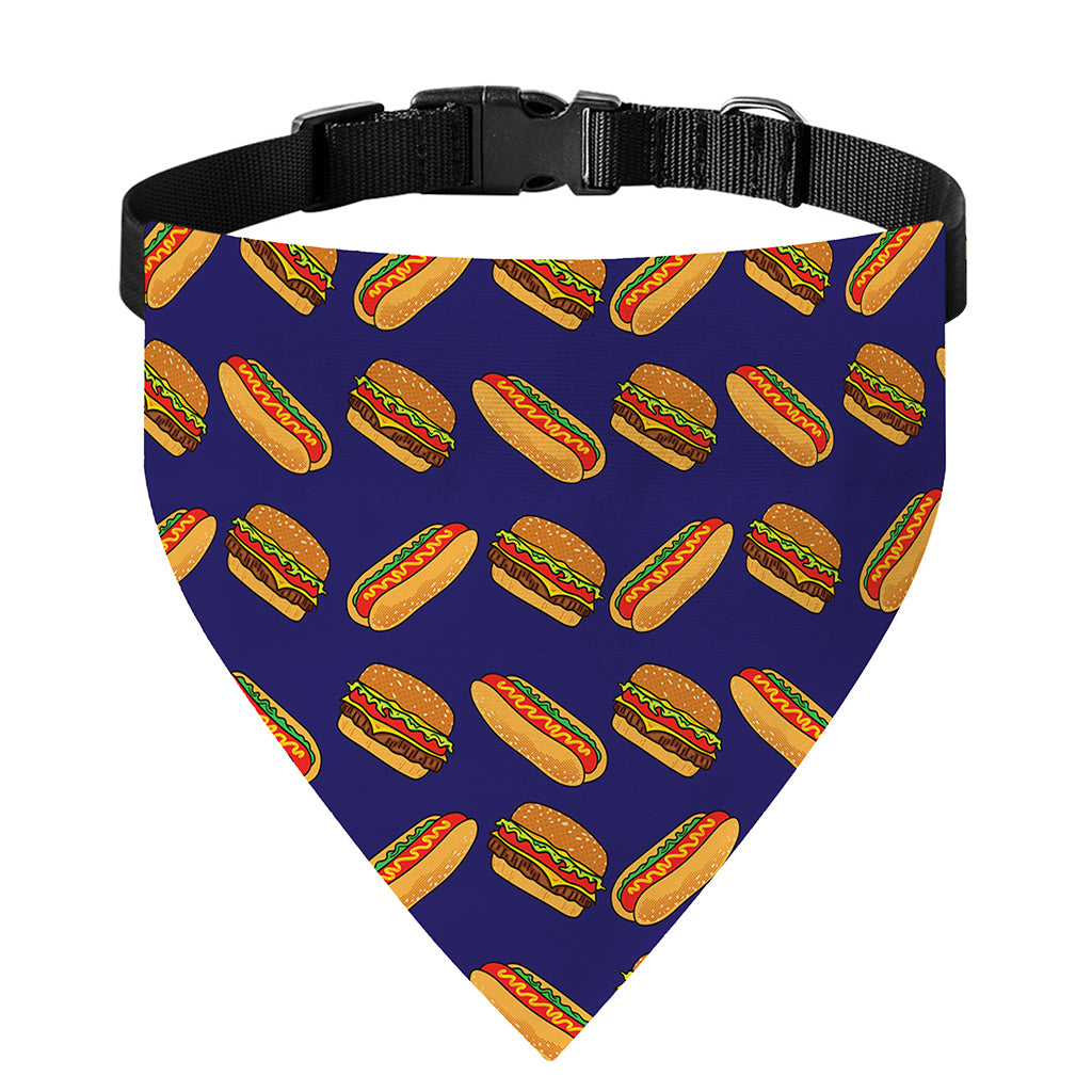 Hot Dog And Hamburger Pattern Print Over The Collar Dog Bandana