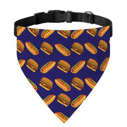 Hot Dog And Hamburger Pattern Print Over The Collar Dog Bandana