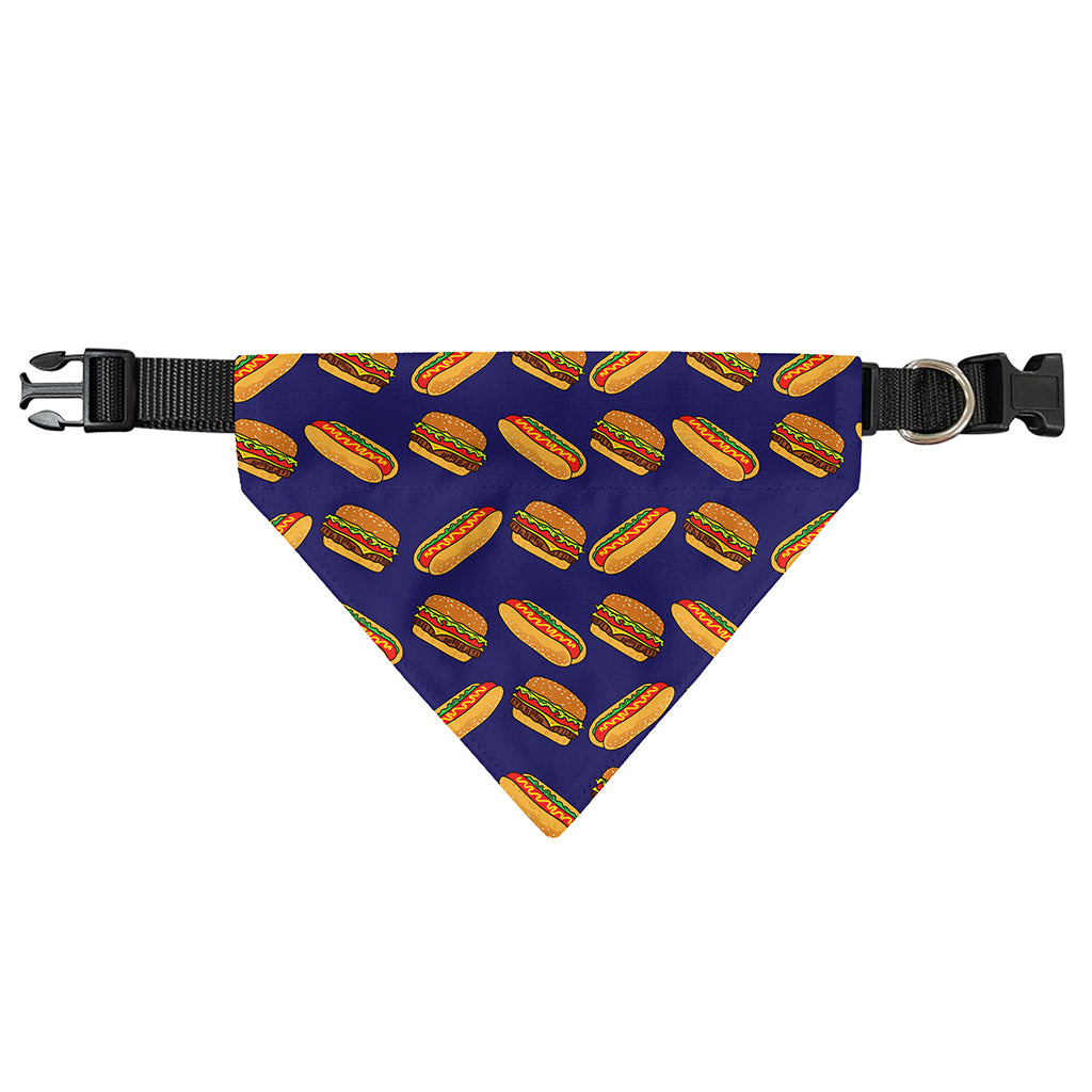 Hot Dog And Hamburger Pattern Print Over The Collar Dog Bandana