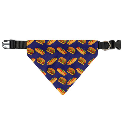 Hot Dog And Hamburger Pattern Print Over The Collar Dog Bandana